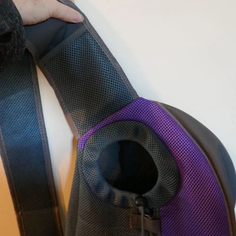 Pet Carrier Puppy Mesh Sling Dog Cat Carrier Travel Tote Bag PURPLE Portable